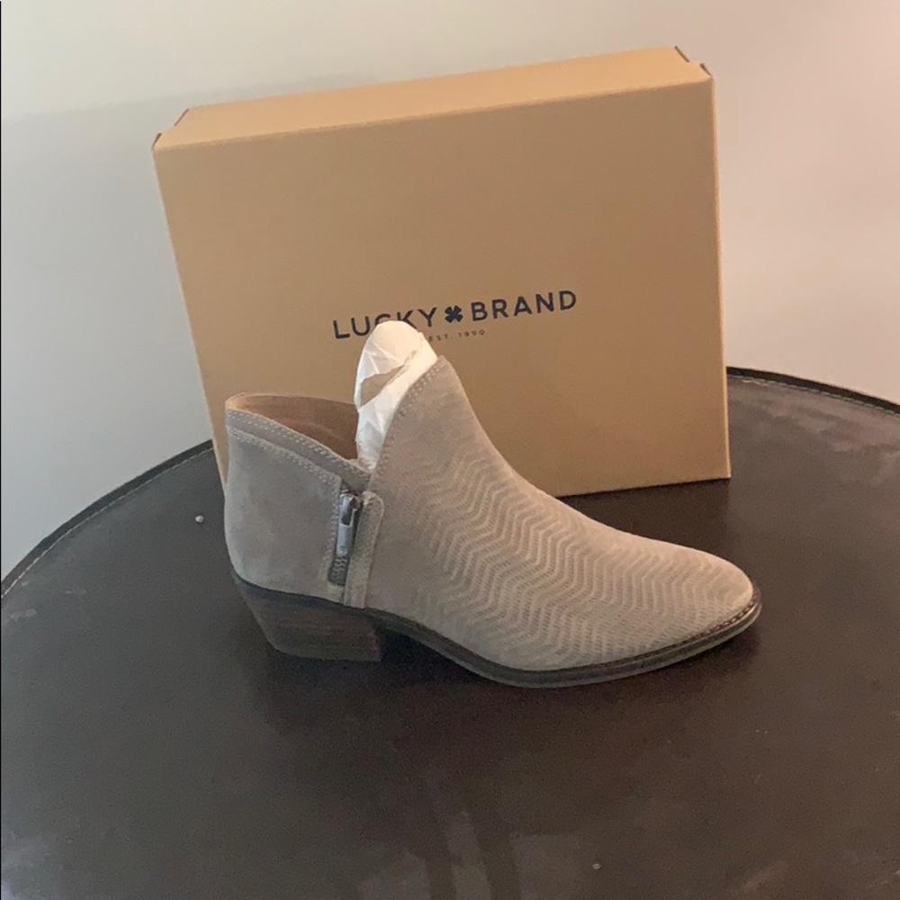 Lucky Brand Booties Gray Suede